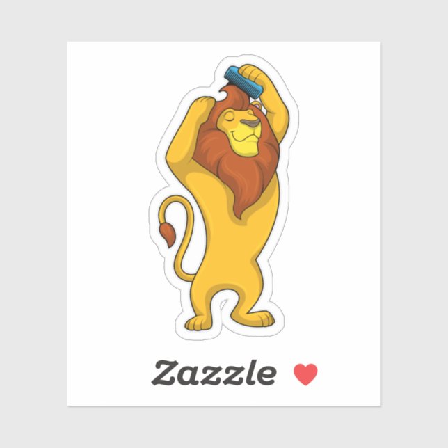 Sticker Lion avec peigne (Feuille)