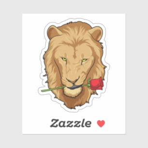 Sticker Lion avec Rose