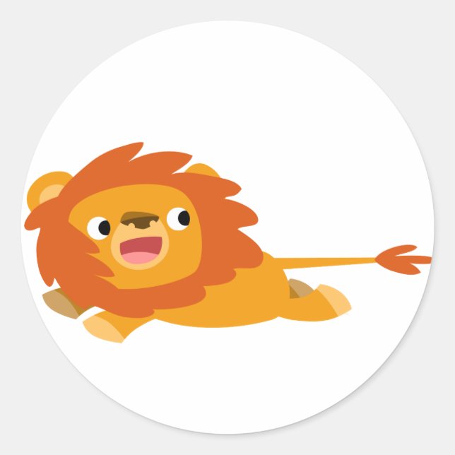 Sticker Lion Cartoon Cute Rushing (Devant)