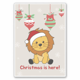Sticker Lion Christmas Snow Winter Animaux Lions