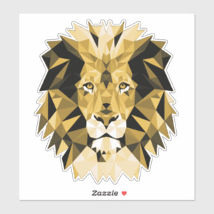 Sticker Lion géométrique Brown