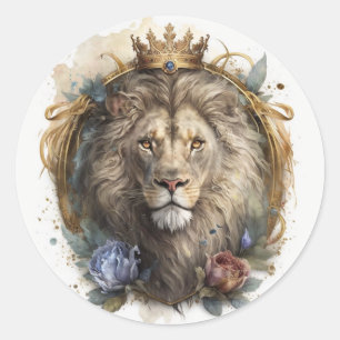 Sticker Lion majestueux en Regal Watercolor