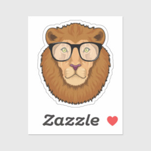 Sticker Lion Nerd avec lunettes