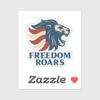 Sticker Lion patriotique rugissant de liberté