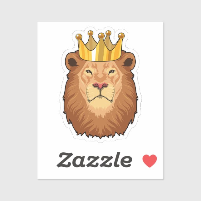 Sticker Lion roi avec couronne (Feuille)