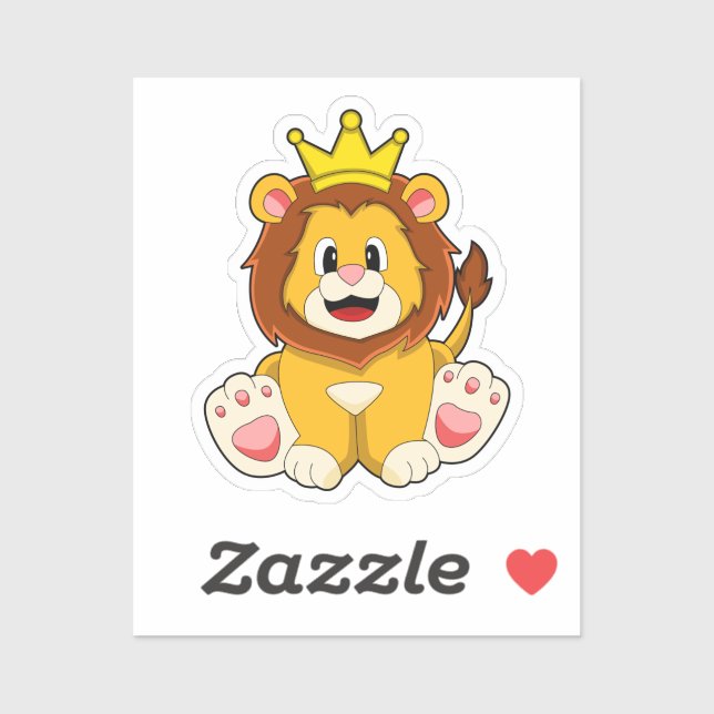 Sticker Lion roi avec couronne (Feuille)