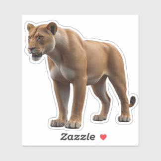 Sticker Lionne Majestueuse Découpé en forme 3D Réaliste po