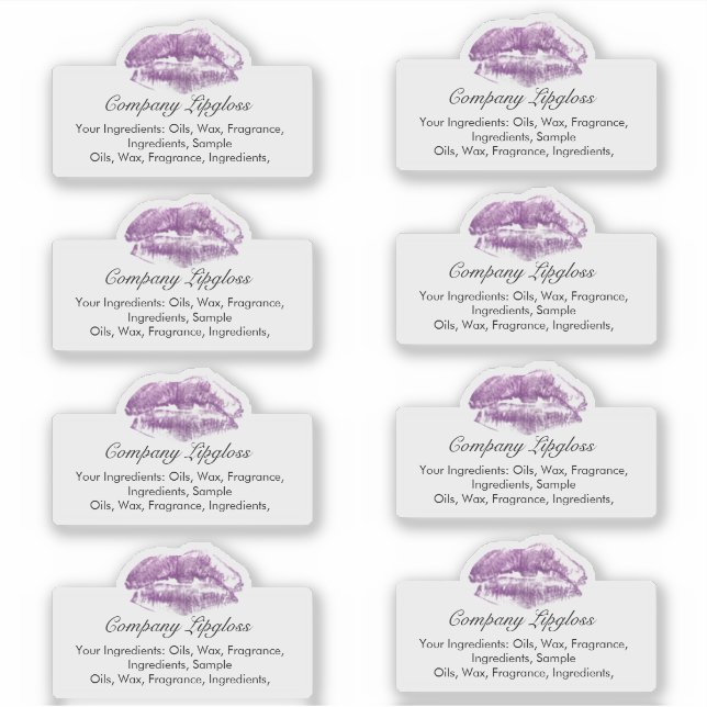 Sticker Lipgloss Lip Empreinte Logo Ingrédient Entreprise (Devant)