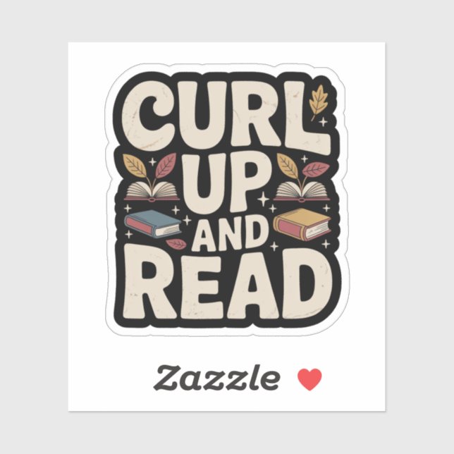 Sticker Lire un livre d'automne cosy (Feuille)
