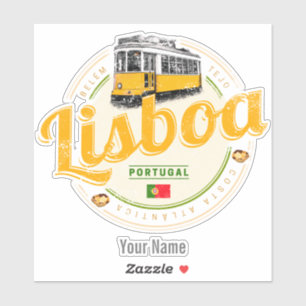 Sticker Lisbonne Portugal avec Tramway Retro Souvenir Vint