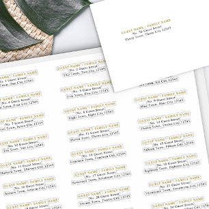 Sticker Liste d'adresses invités Black and Gold 30x Adress