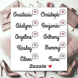 Sticker Liste d'invités 10 Noms Drôle Amusant Bulle de dia