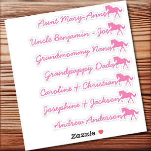 Sticker Liste d'invités personnalisée calligraphiée Cheval