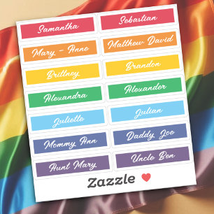 Sticker Liste d'invités personnalisée Noms Rainbow Handlet