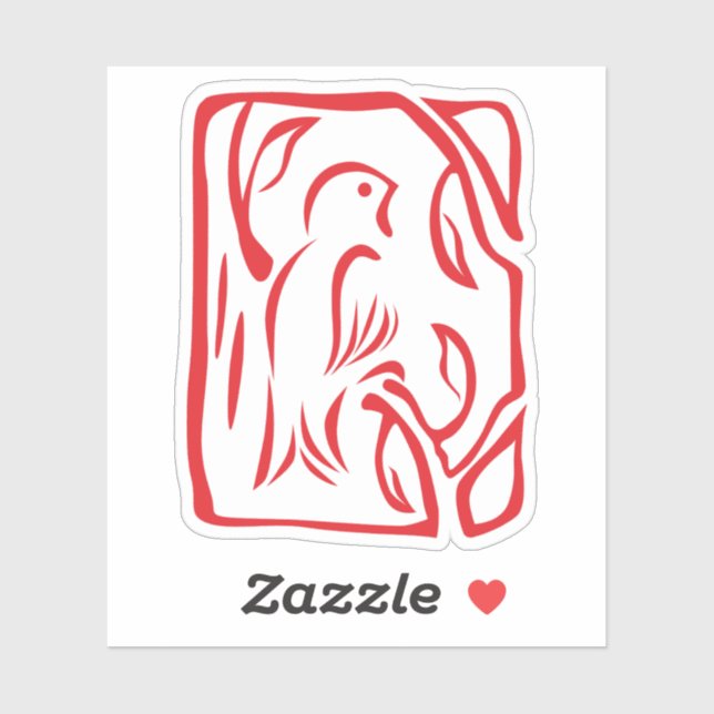 Sticker Little Red Bird (Feuille)