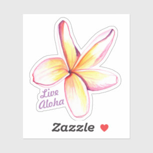 Sticker Live Aloha Hawaiian Plumeria