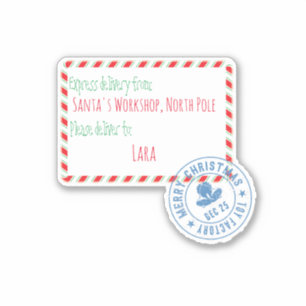 Sticker Livraison de l'atelier père Noël personnalisée