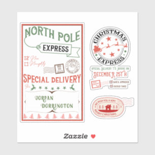 Sticker Livraison d'Express North Pole Père Noël Mail cade