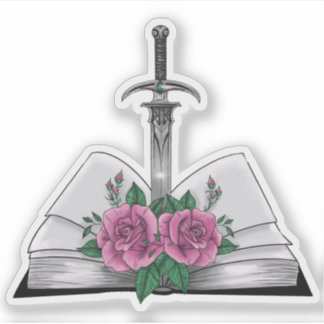 Sticker Livre avec épée et roses
