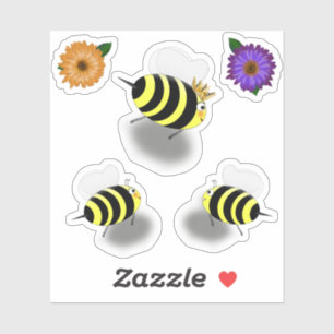 Sticker Livre de rebuts Reine abeille, abeilles, fleurs