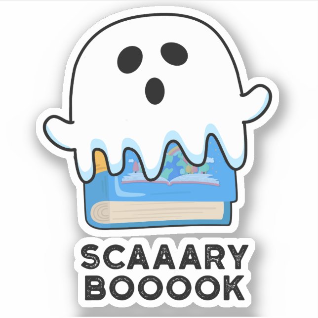Sticker Livre d'exposition Funny Ghost Livre Pun (Devant)