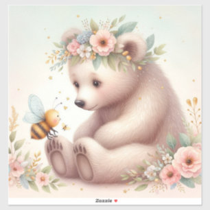 Sticker Livre D'Histoire Bois Bébés Ours Et Abeilles