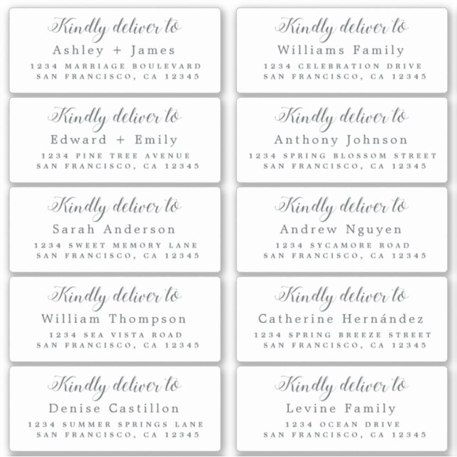 Sticker Livrer à Calligraphy Mariage adresse d'invité (Devant)