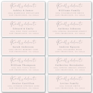 Sticker Livrer à Chic Script rose Mariage adresse du clien
