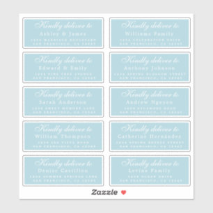 Sticker Livrer au script Mariage de l'adresse invité bleu
