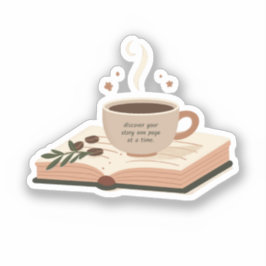 Sticker Livres et café