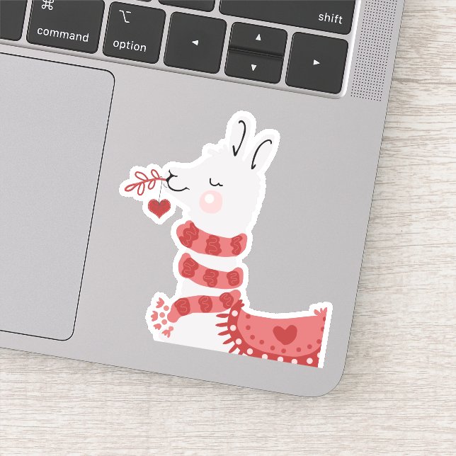 Sticker Llama Aimer mignon rose (Détail)