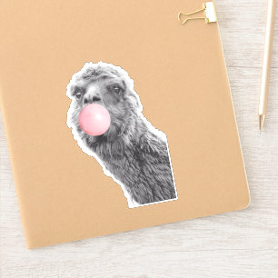 Sticker Llama Alpaca qui souffle du Bubble Gum Mignon
