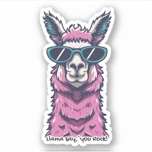 Sticker Llama vous dit Rock | Pose ironique dans les lunet (Devant)