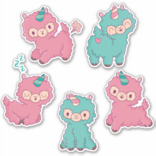 Sticker Llamas Unicorn Cute