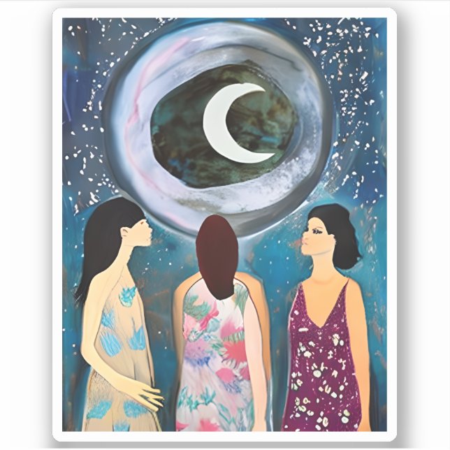 Sticker L'oeuvre d'art de la lune qui bénit les femmes (Devant)