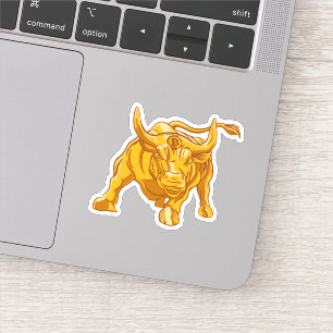 Sticker Logo Bitcoin Taureau en Or