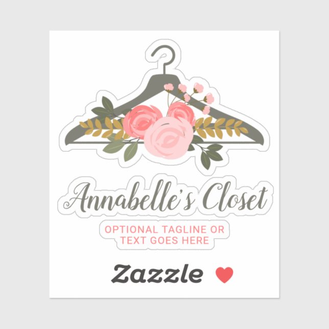 Sticker Logo de la penderie Rose florale (Feuille)