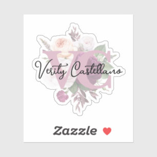 Sticker Logo de nom personnel floral élégant et poussiéreu