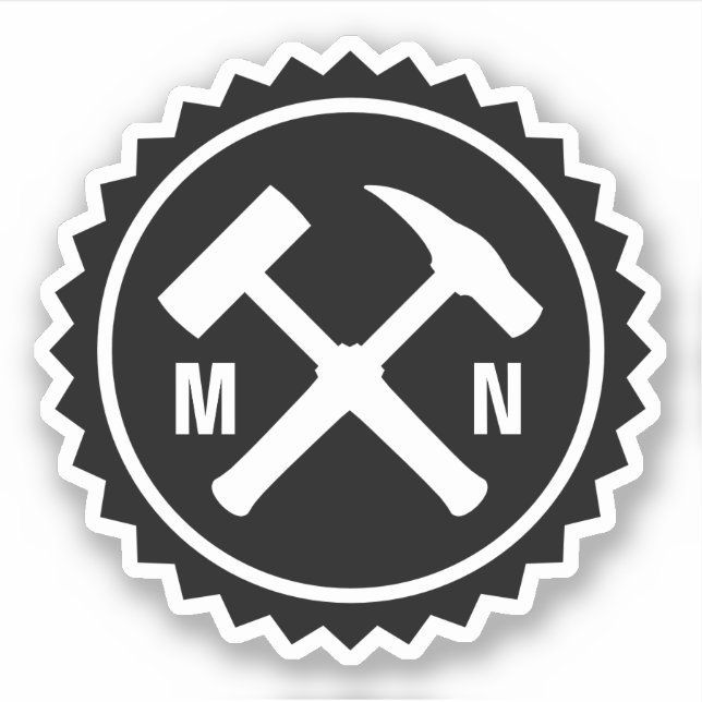 Sticker Logo du marteau du géologue avec vos initiales sur (Devant)