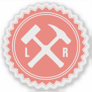 Sticker Logo du marteau du géologue avec vos initiales sur