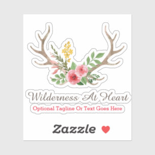Sticker Logo floral aquarelle bohème à cerf rustique