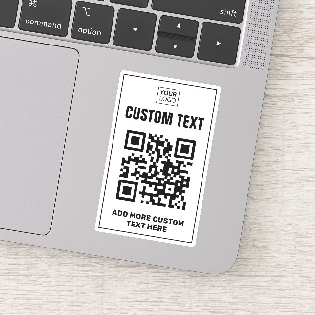 Sticker Logo personnalisé, code QR et texte blanc (Détail)