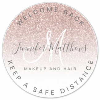 Sticker Logo rose Gold Salon COVID Sécurité Distance socia