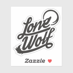 Sticker Logo typographique du loup solitaire