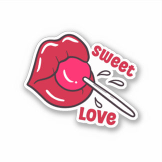 Sticker Lollipop Red Lips