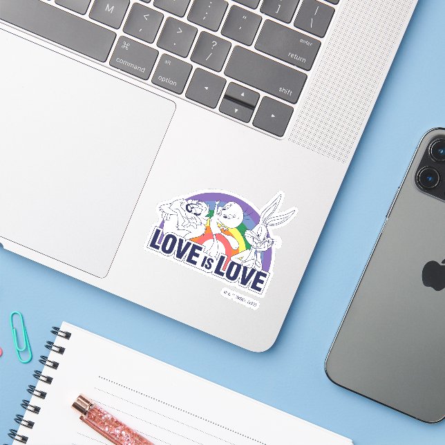 Sticker LOONEY TUNES™ - L'amour c'est l'amour (Ordinateur portable avec iPhone)
