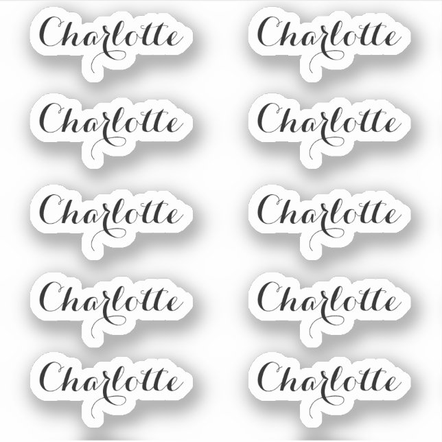 Sticker Lot de 10 | Nom du petit script élégant (Devant)