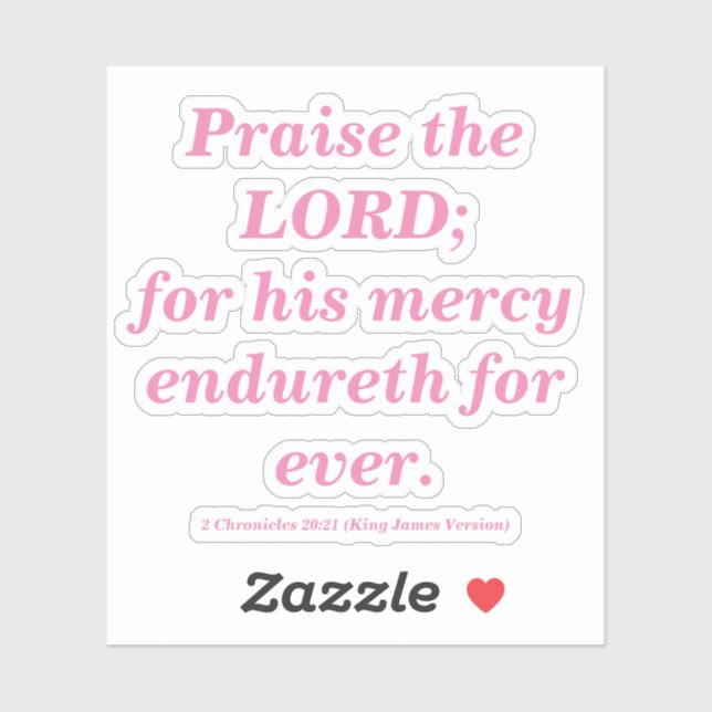 Sticker Louange Le Seigneur Bible Verse Classique Rose (Feuille)