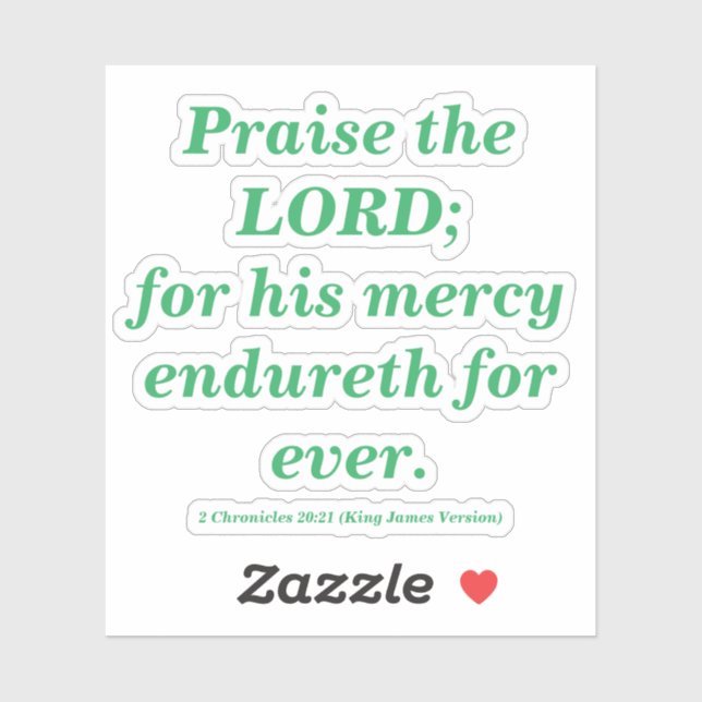 Sticker Louange Le Seigneur Bible Verse Vert Mer (Feuille)