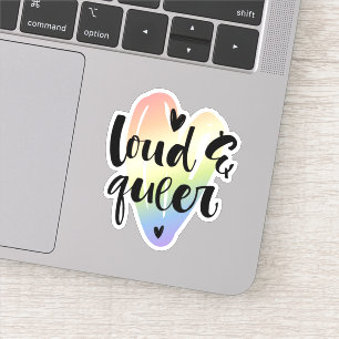 Sticker Loud et Queer  Coeur aquarelle